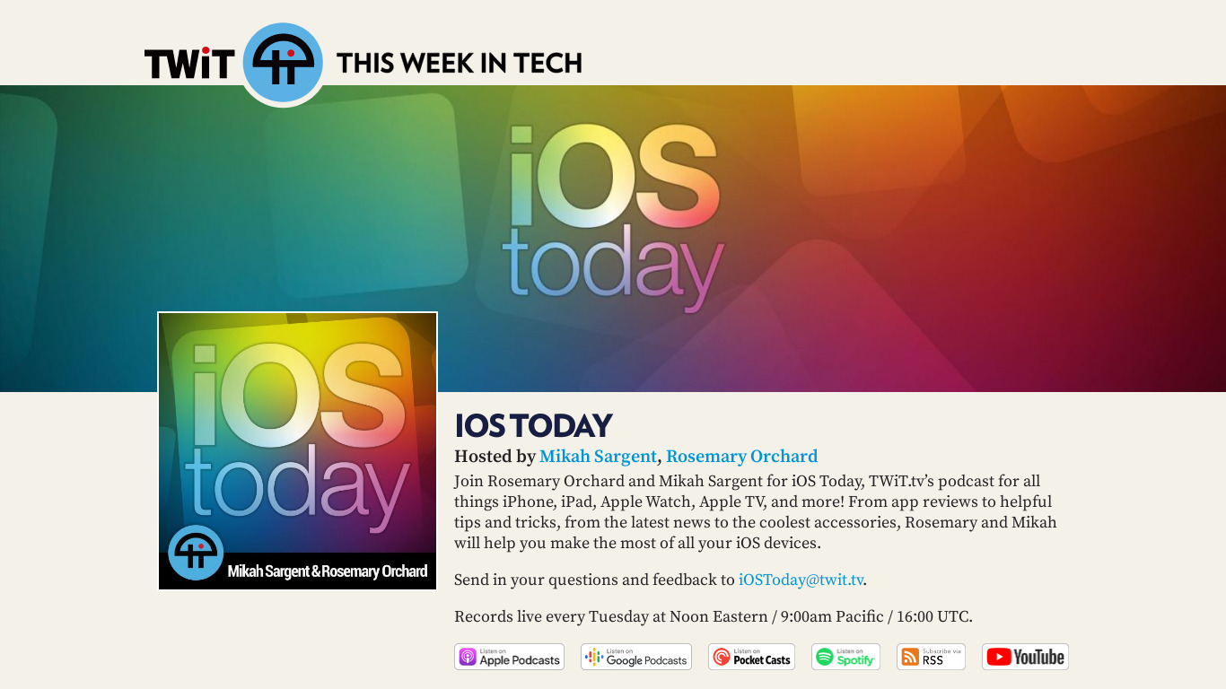 iOS Today by TWiT.TV Landing page