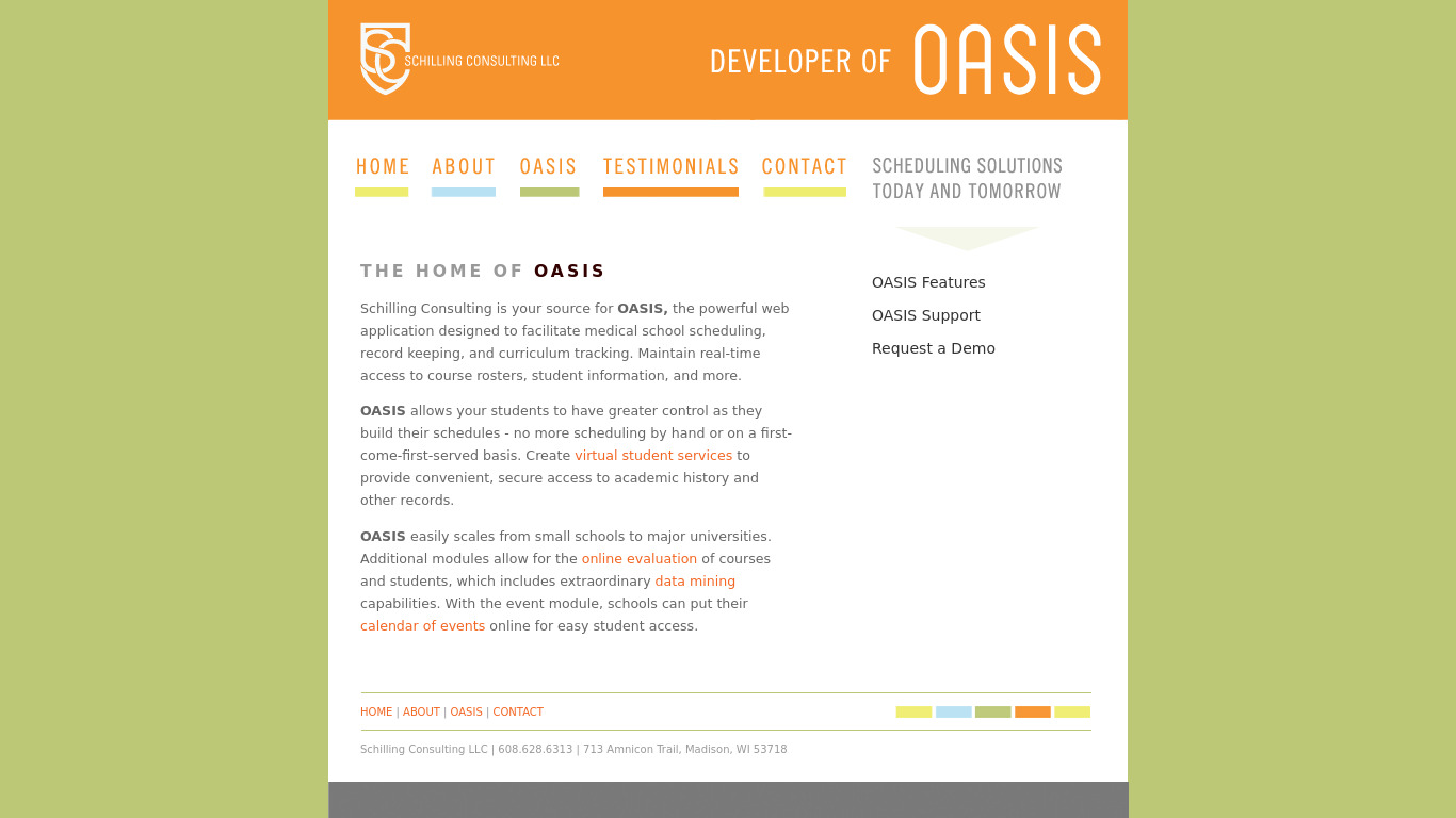 OASIS by Schilling Consulting Landing page