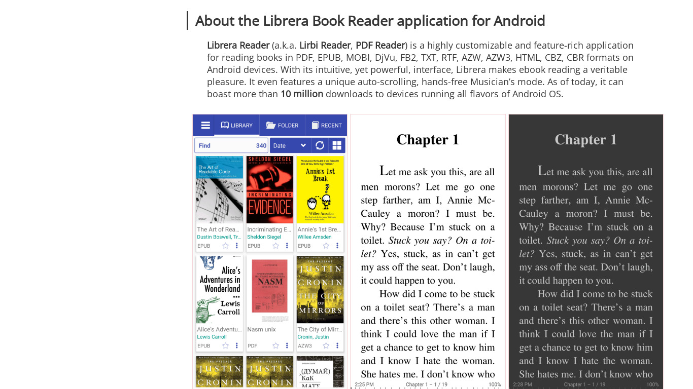 Librera Reader Landing page