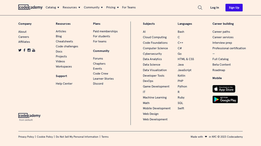 Codecademy's Learn Rails Landing Page