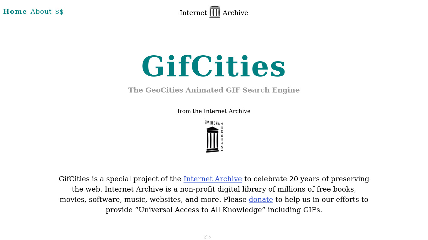 GifCities Landing page