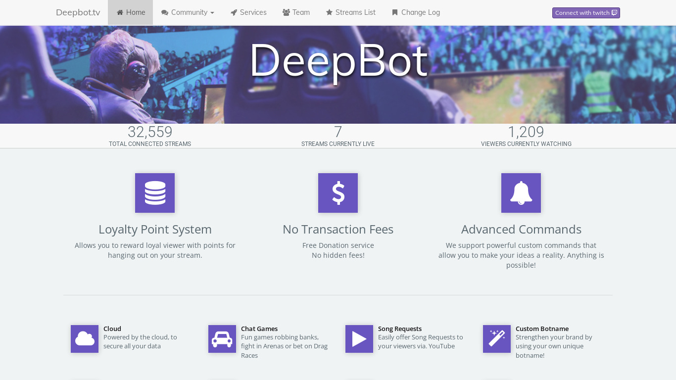 Deepbot Landing page