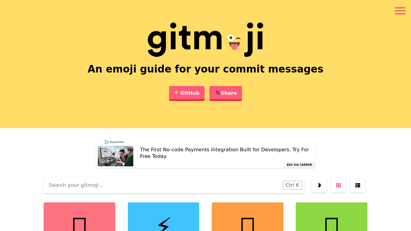 Gitmoji Landing page