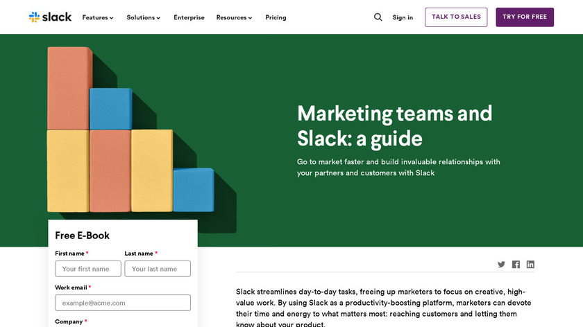 Marketing Teams and Slack Landing Page