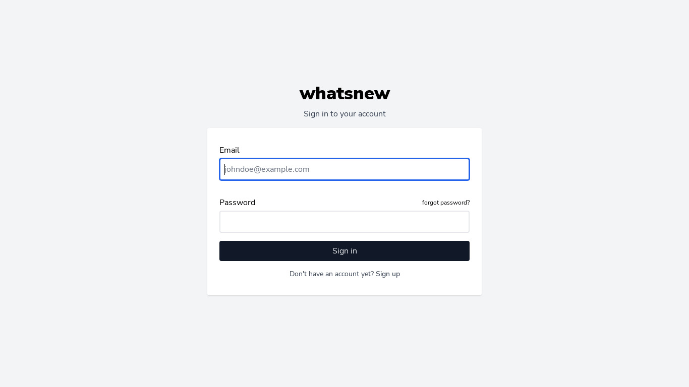 WhatsNew? Landing page