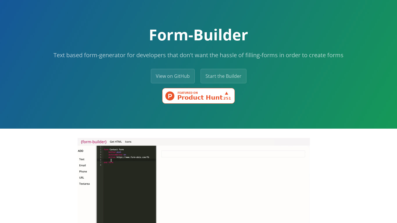 Form-Builder Landing page