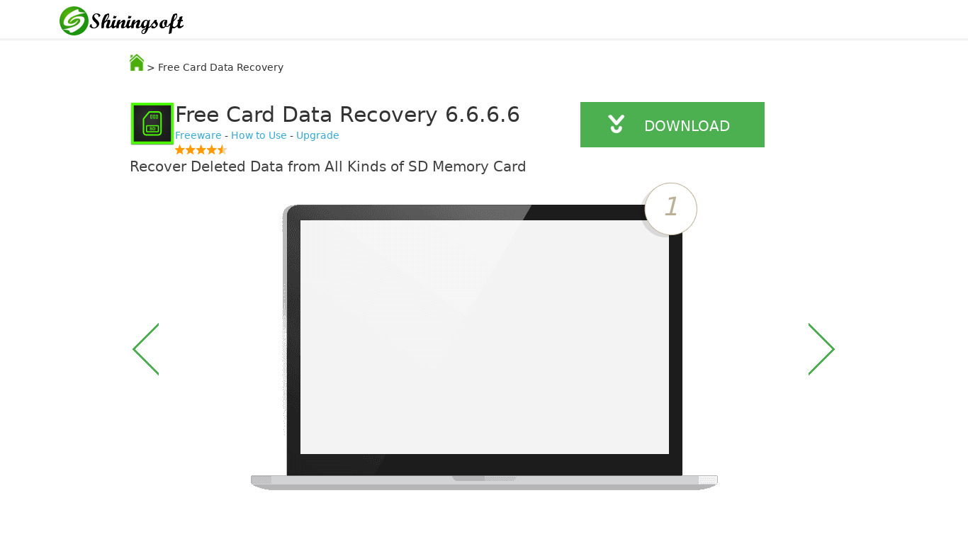 Free Card Data Recovery Landing page