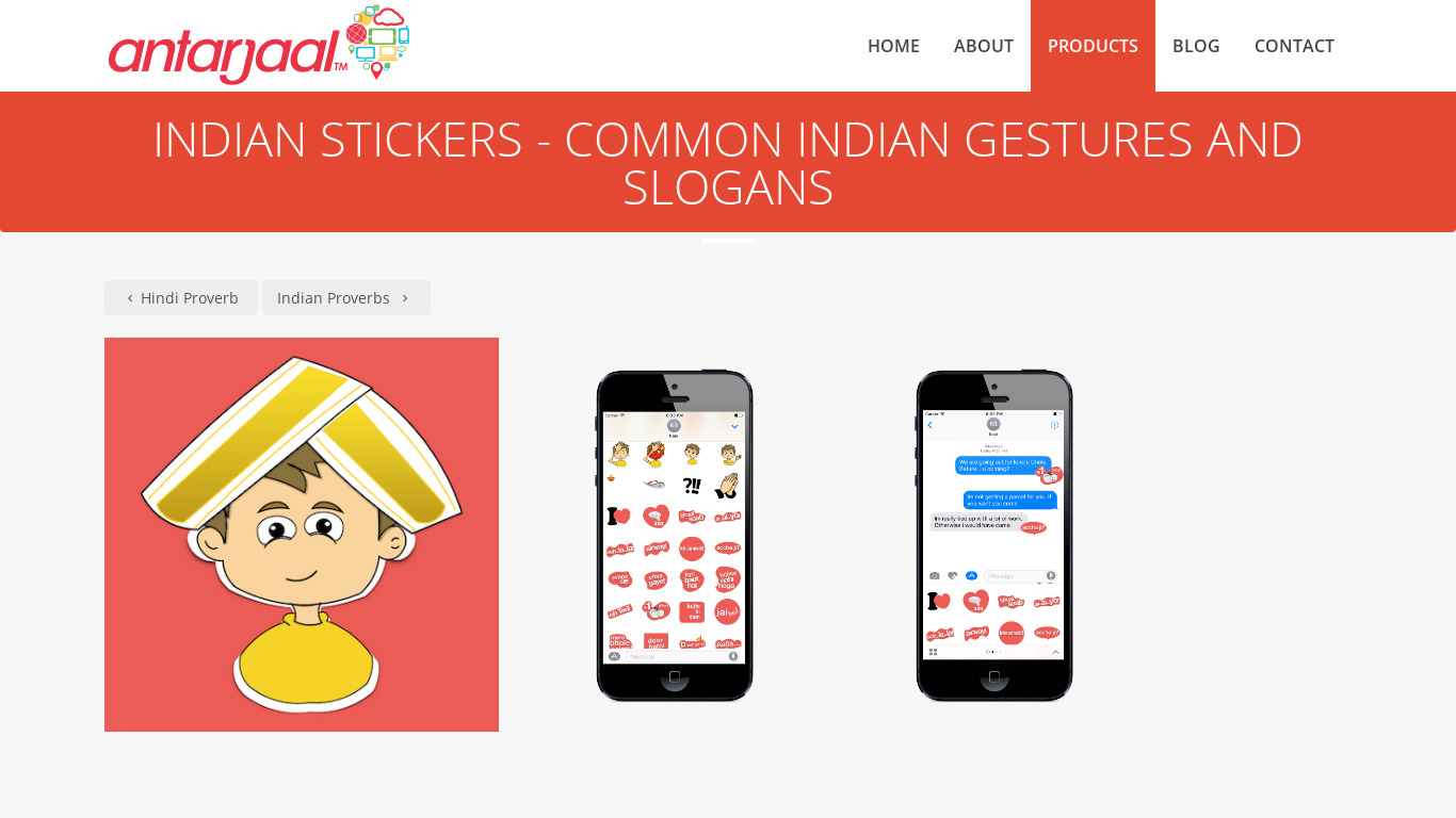 Indian Stickers Landing page