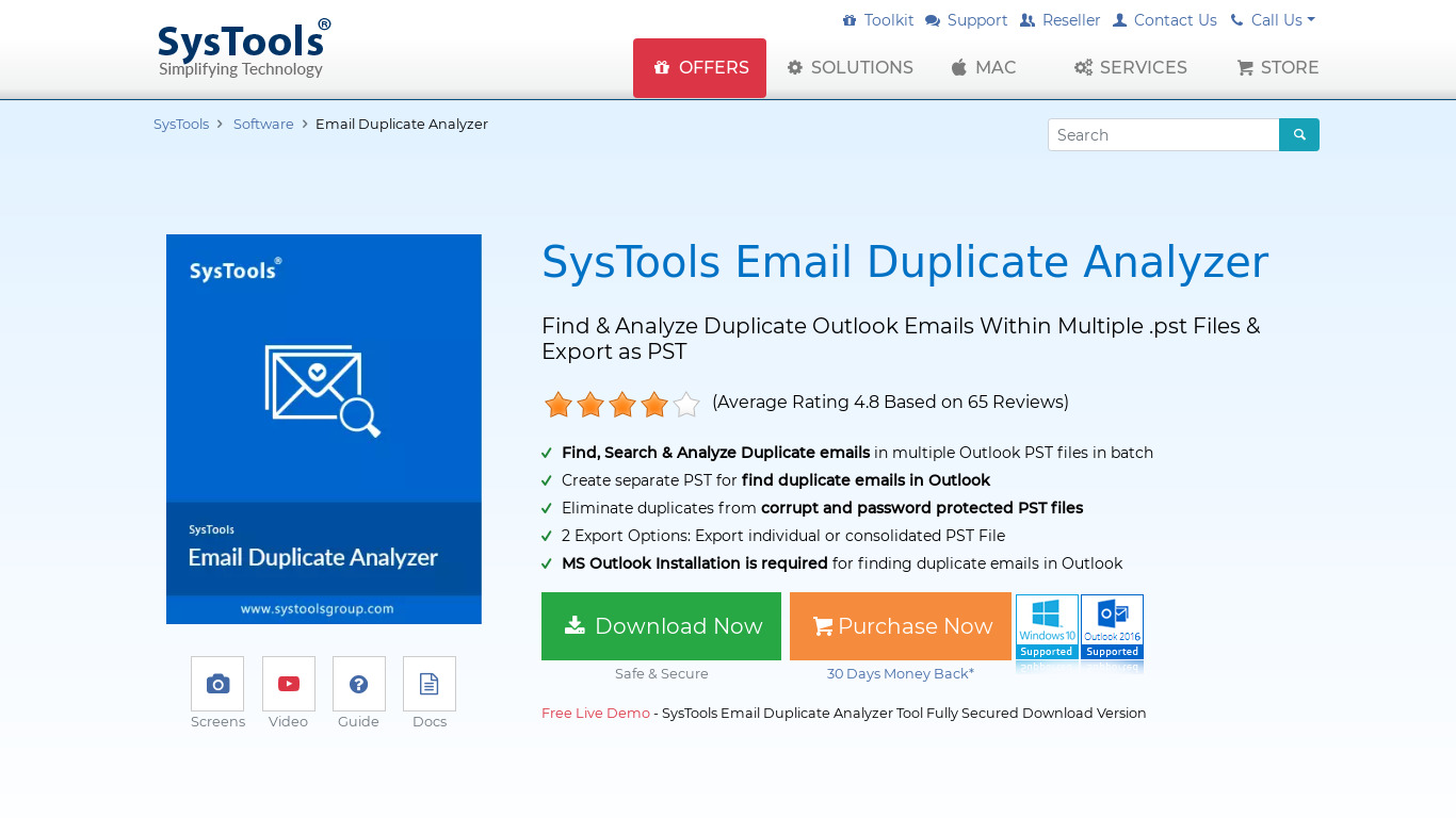 SysTools Email Duplicate Analyzer Landing page