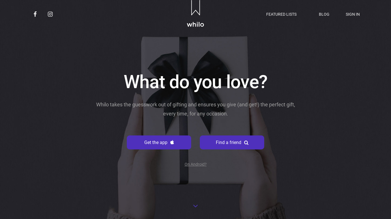 Whilo - Gifting Made Easy Landing page
