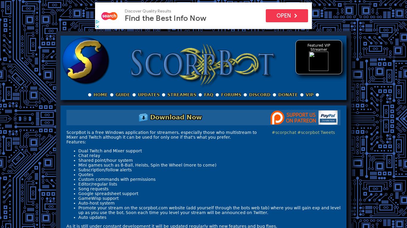 ScorpBot Landing page
