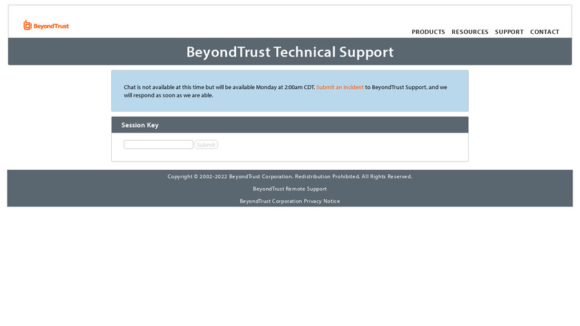 Bomgar Remote Support Landing Page