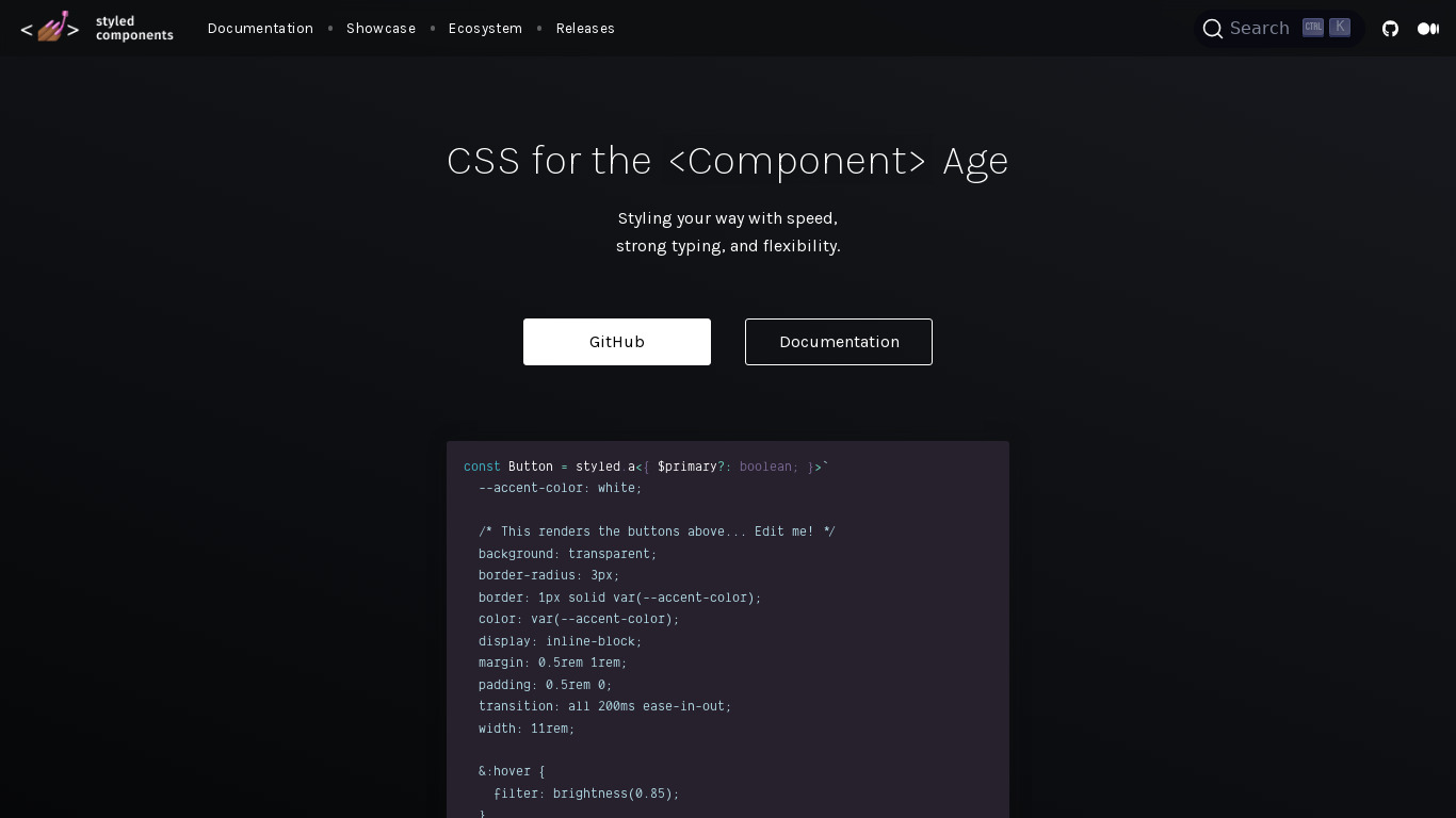 styled-components Landing page