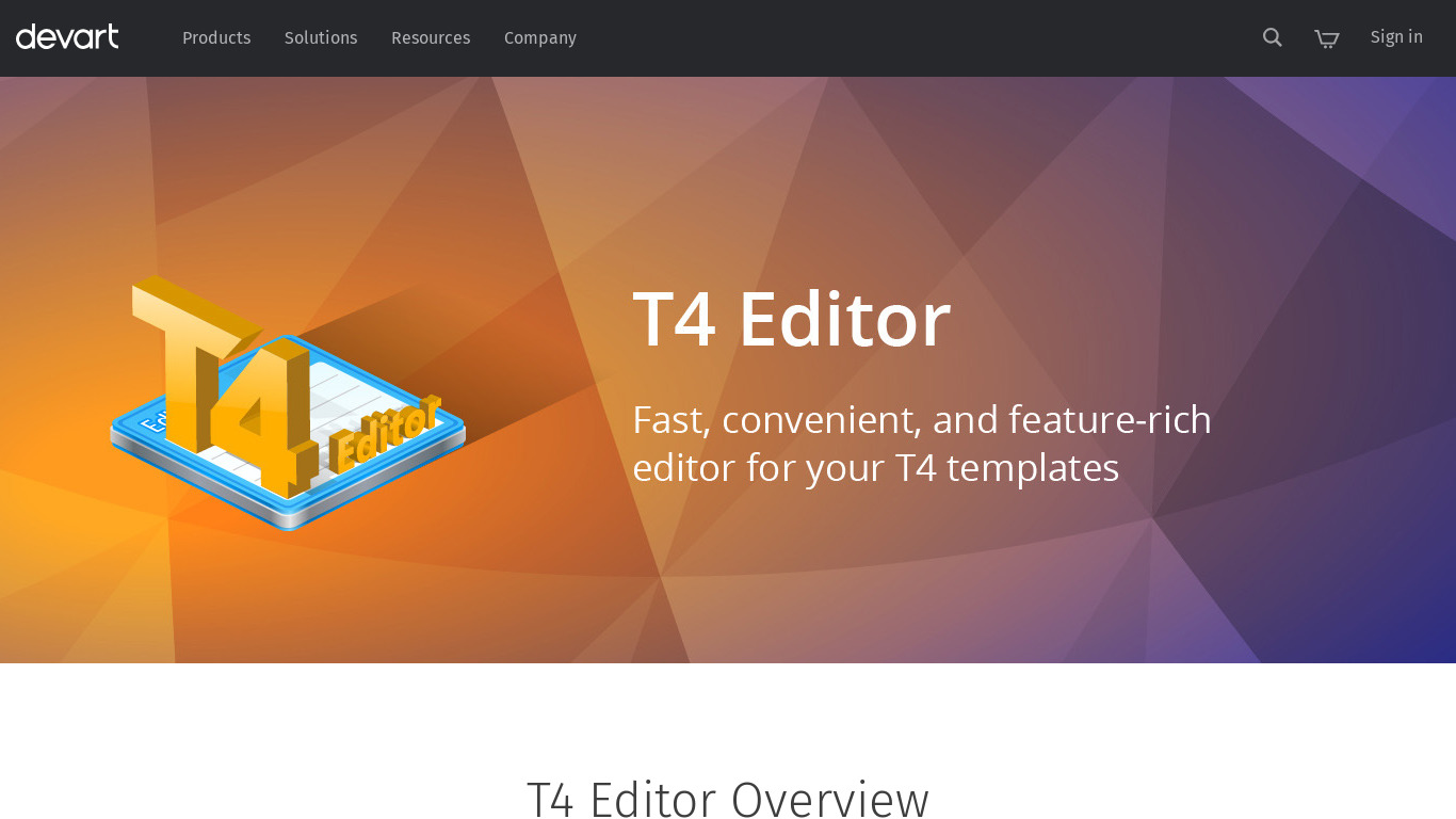 Devart T4 Editor Landing page