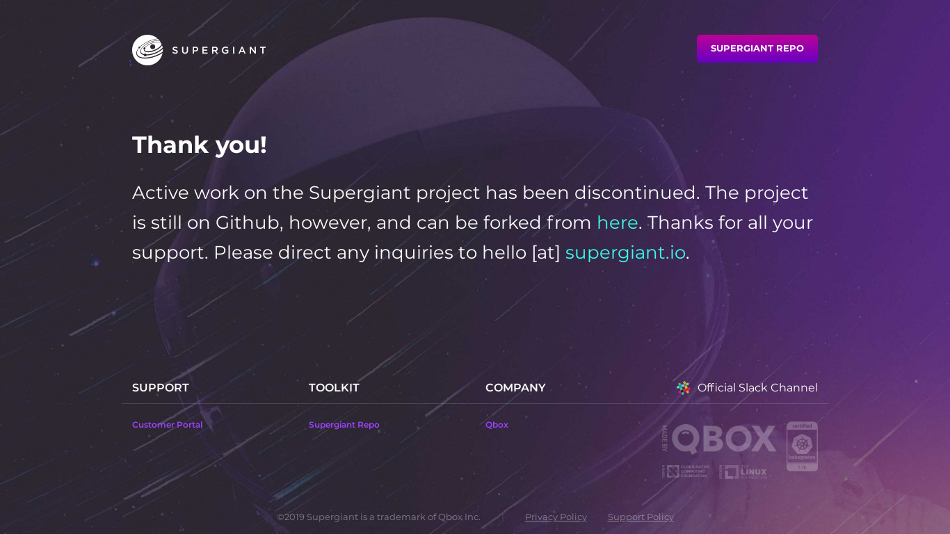 Supergiant.io Landing page