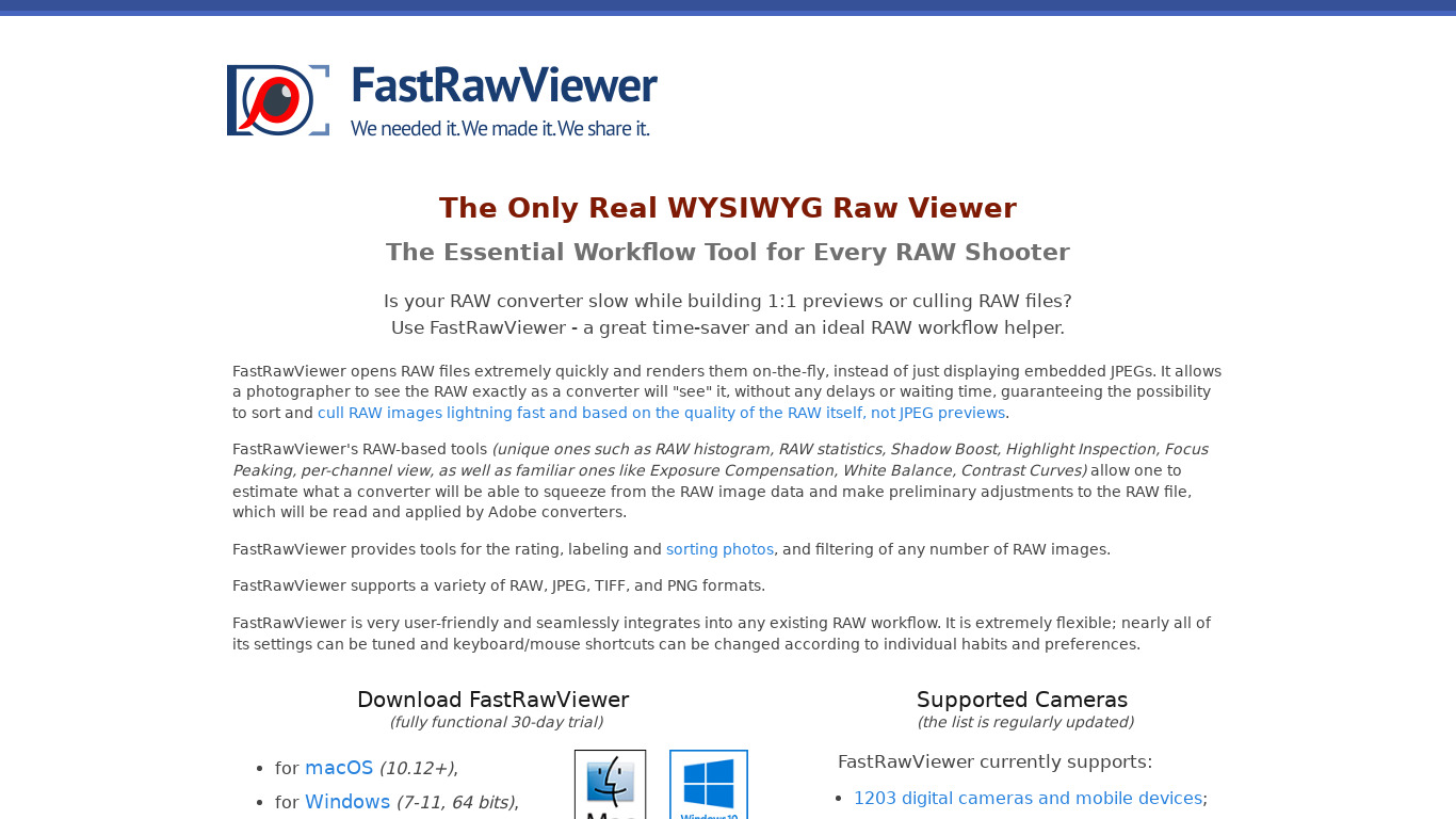 FastRawViewer Landing page