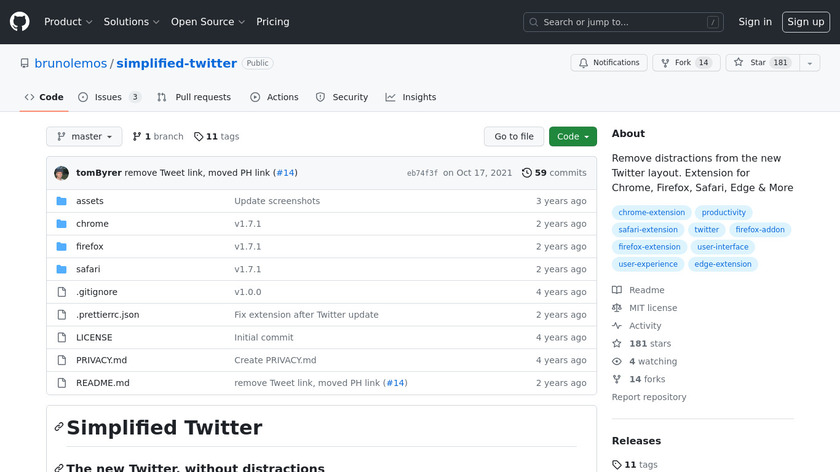 Simplified Twitter Landing Page
