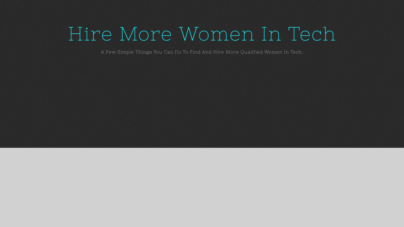 Hire More Women In Tech Landing page