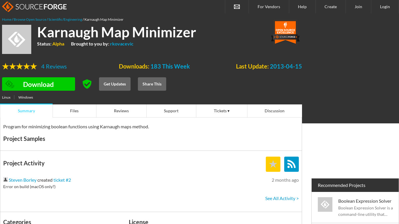 Karnaugh Map Minimizer Landing page