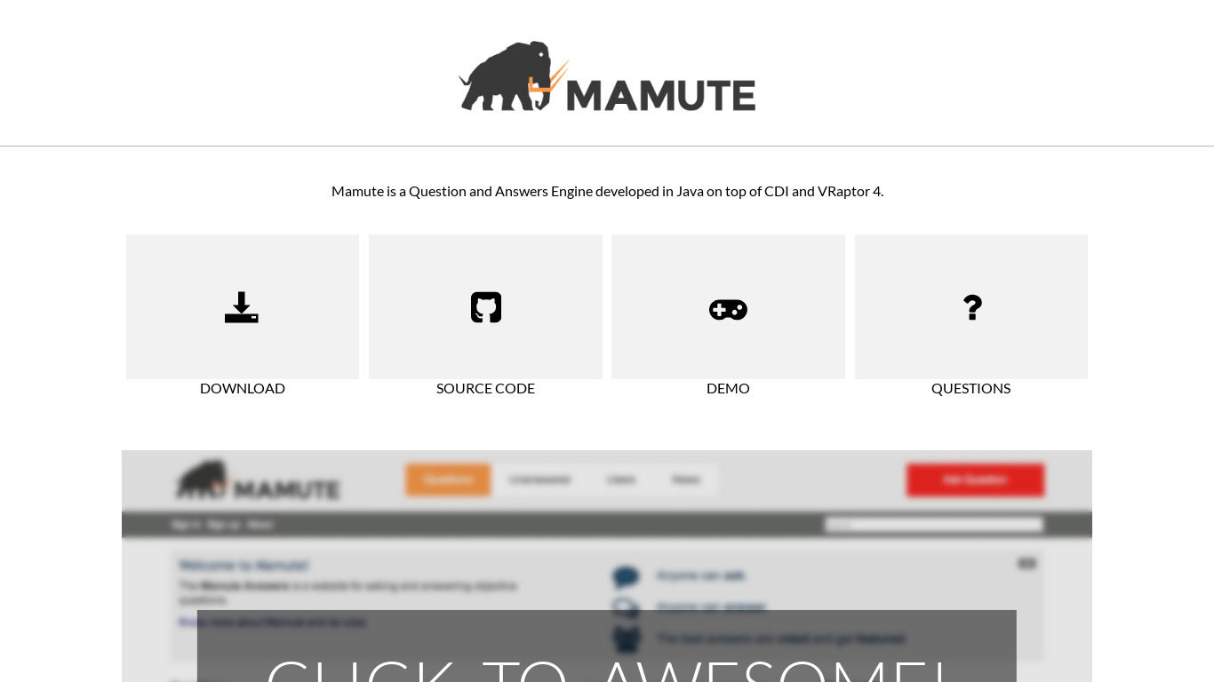 Mamute Landing page