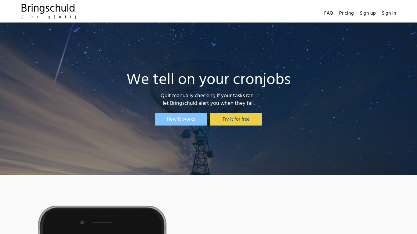 Bringschuld Landing page