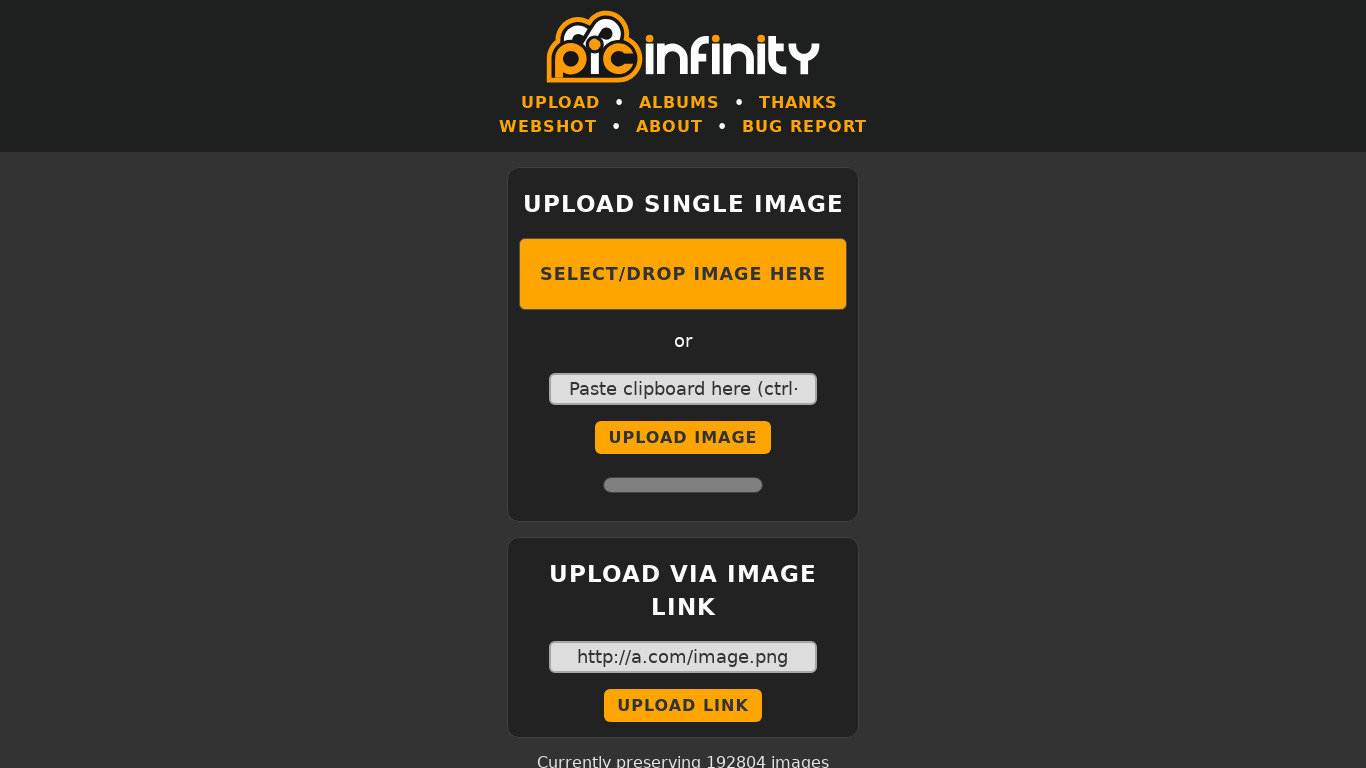 picinfinity Landing page
