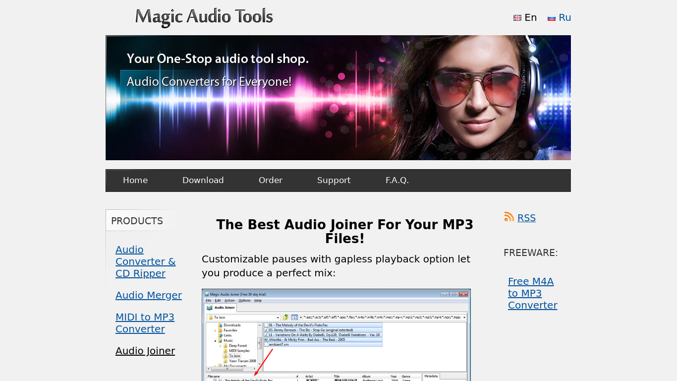 Magic Audio Joiner Landing page