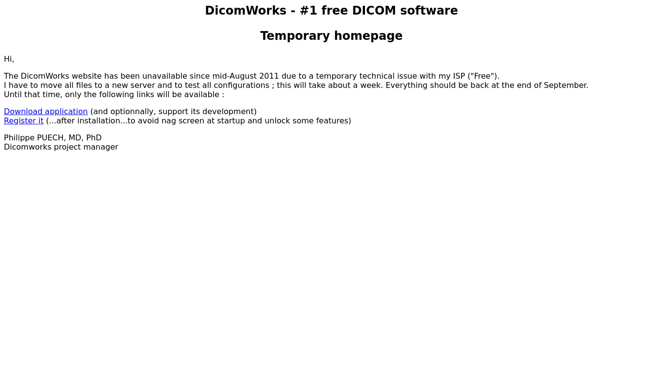 DicomWorks Landing page