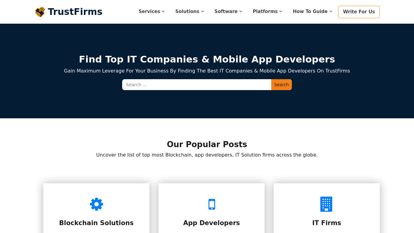 TrustFirms Landing page