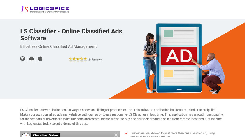 Classified Ads Script by Logicspice Landing Page