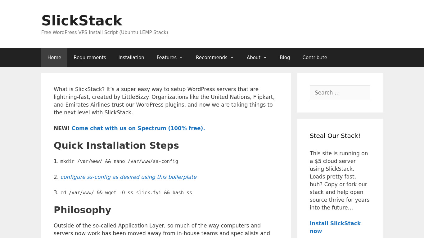 SlickStack Landing page