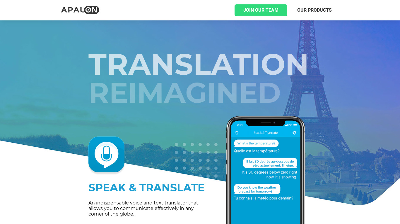 Speak & Translate Landing page