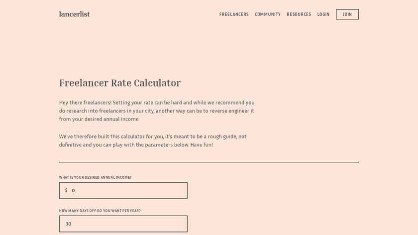 Freelancer Rate Calculator Landing Page