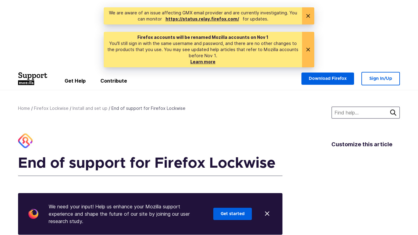 Firefox Lockwise Landing page