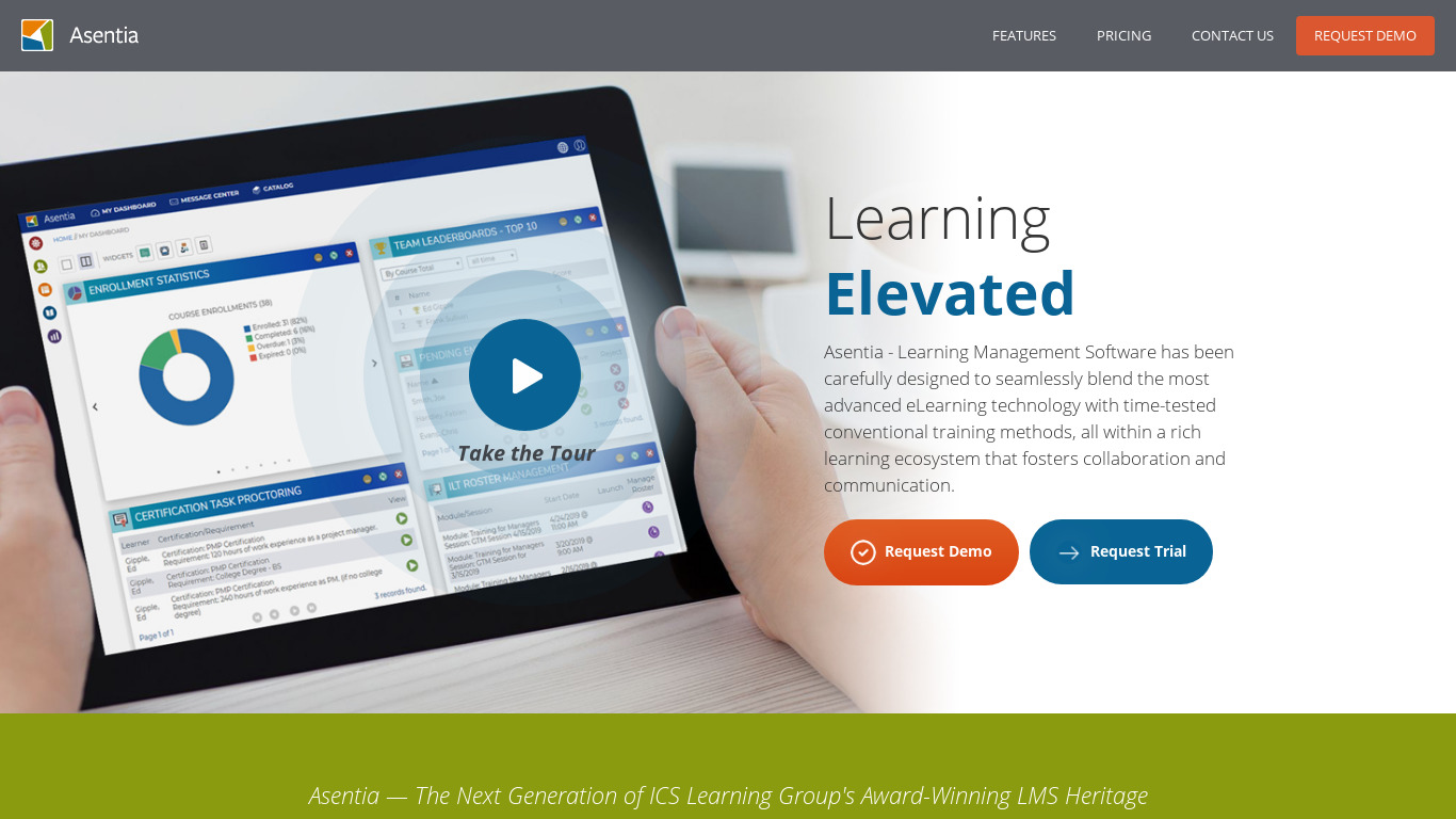 Asentialms.com Landing page