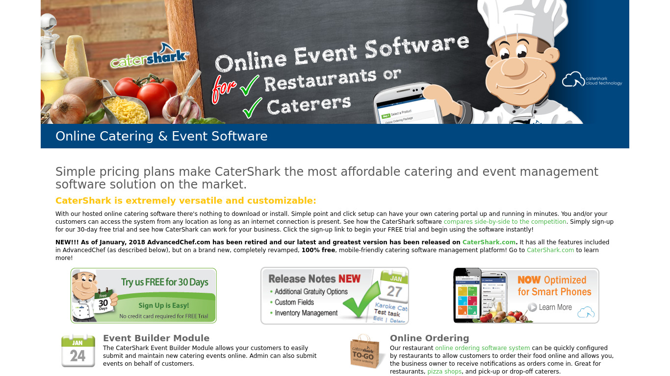 CaterShark Landing page