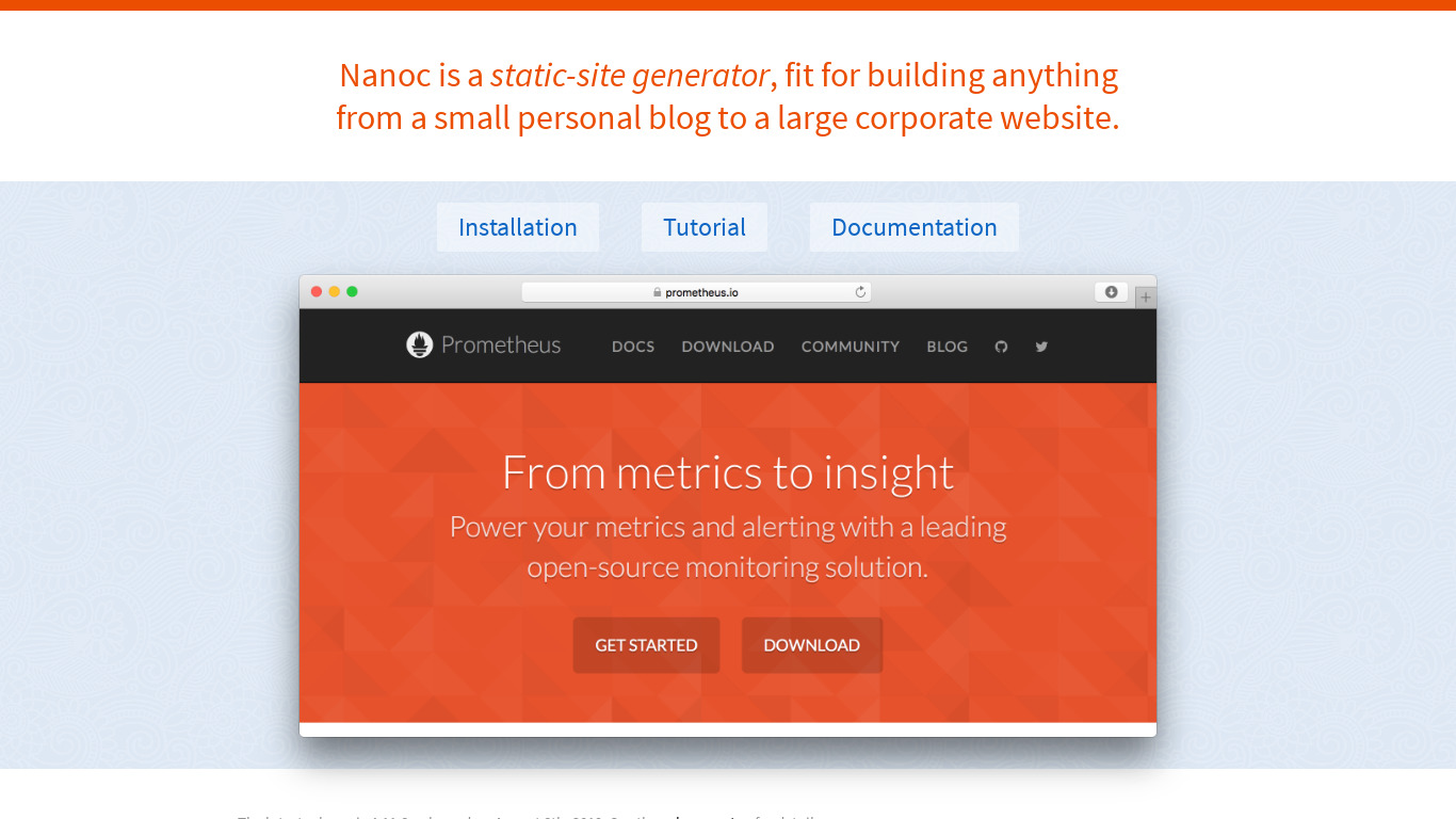 Nanoc Landing page