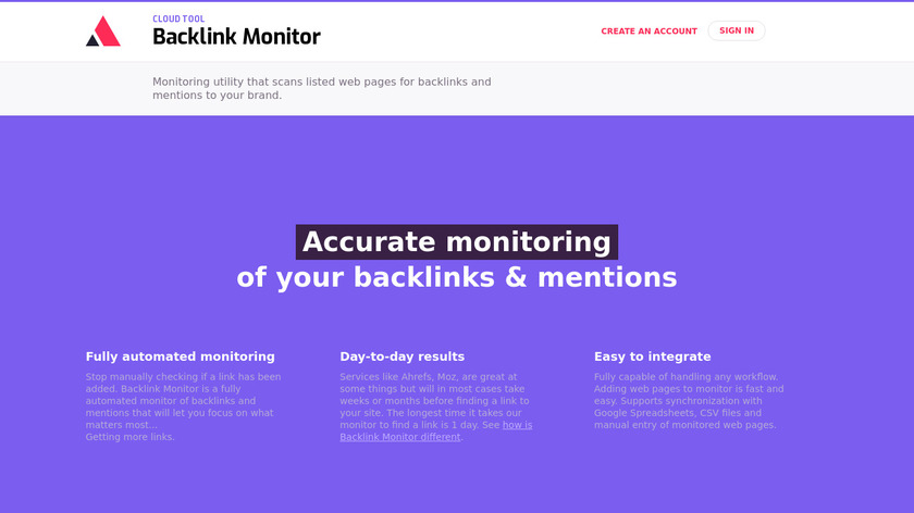 Backlink Monitor by Protos RED Landing Page