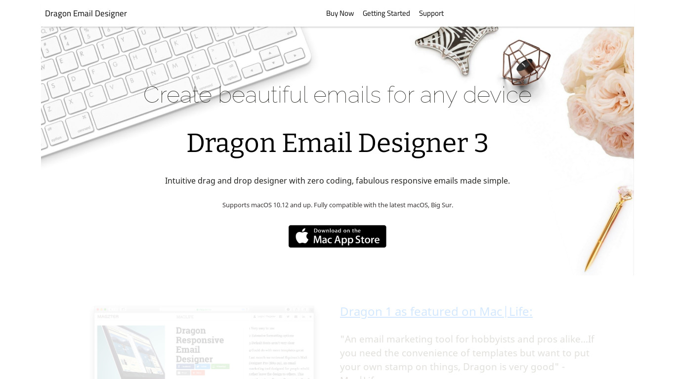 Dragon Responsive Email Designer Landing page