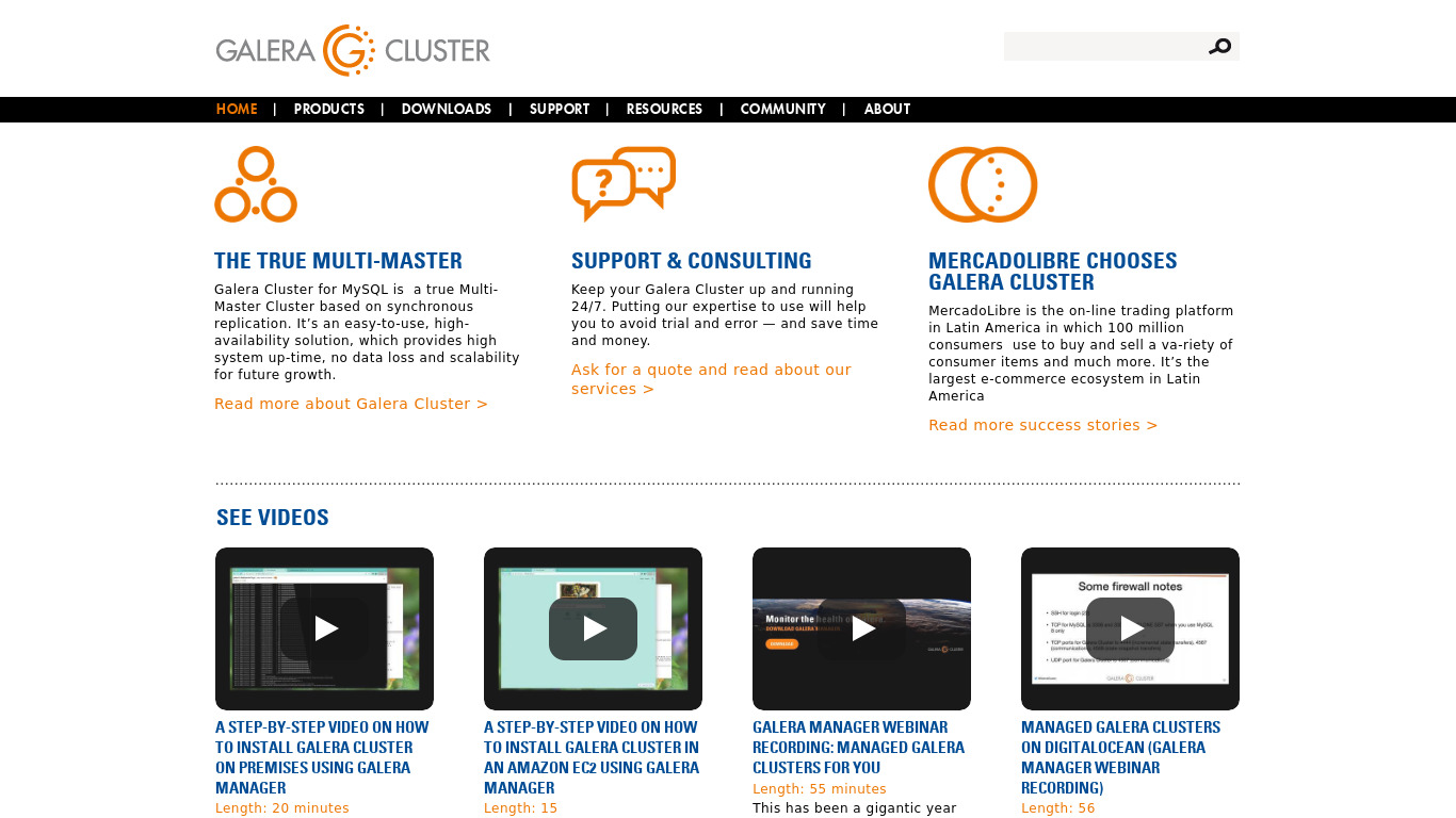 Galera Cluster Landing page
