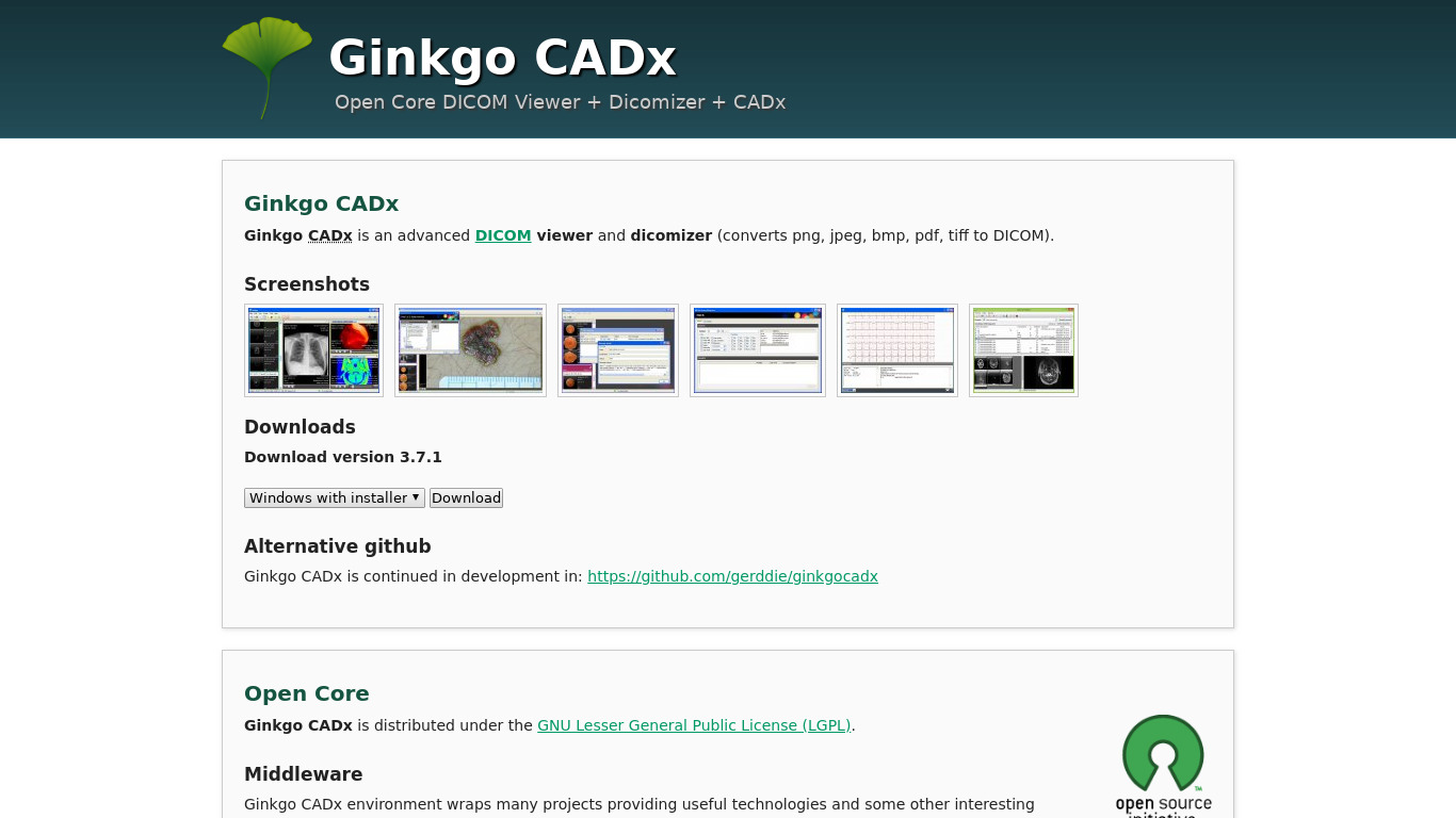 Ginkgo CADx Landing page