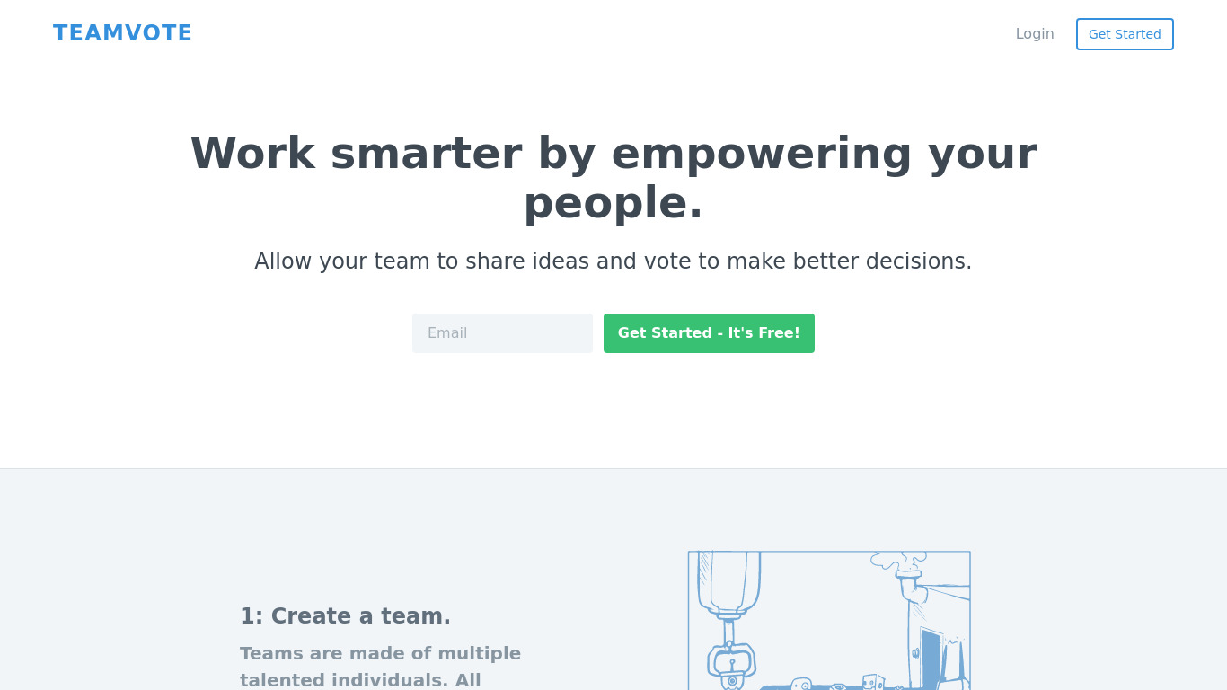 Teamvote Landing page