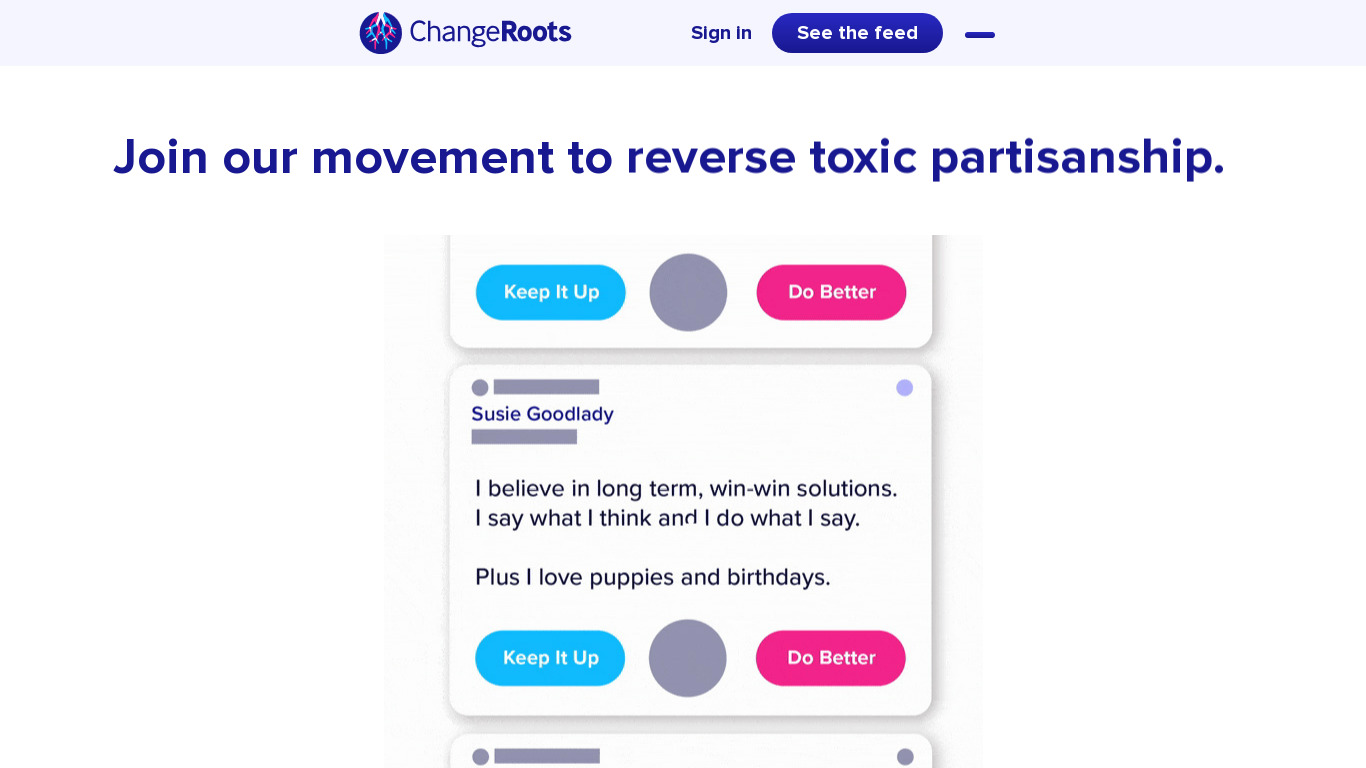 ChangeRoots Landing page