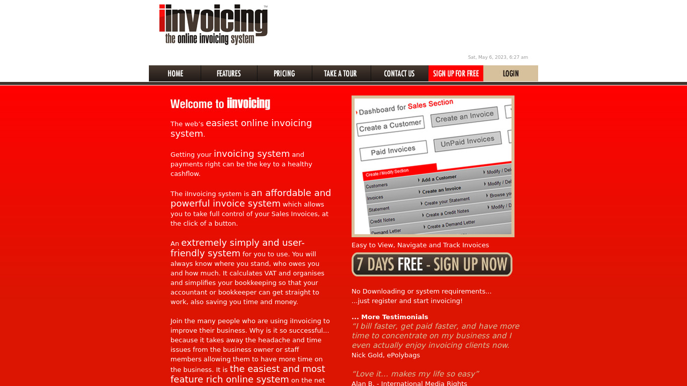 iInvoicing Landing page