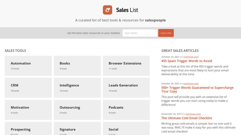 Sales List by Prospect.io Landing Page
