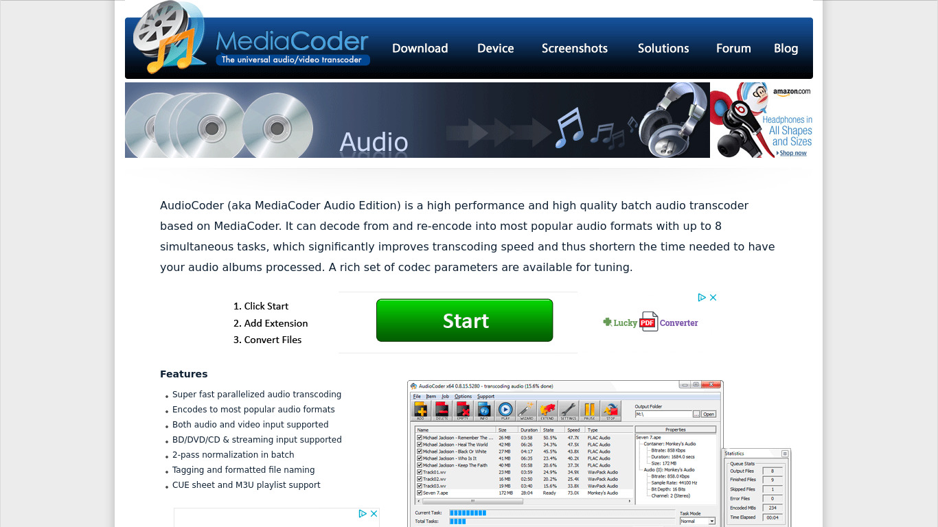 AudioCoder Landing page
