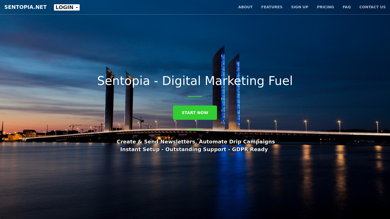 Sentopia Landing page