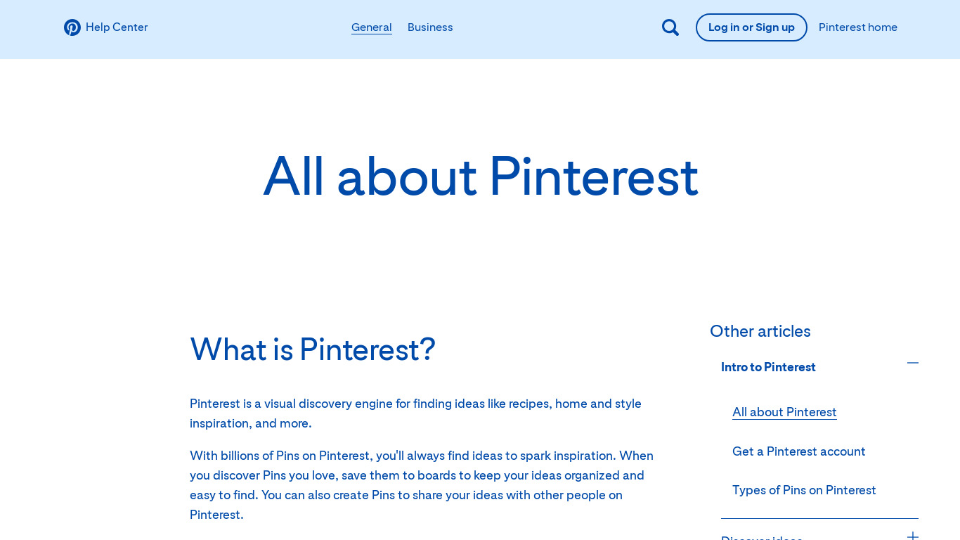 Pinterest Messaging Landing page