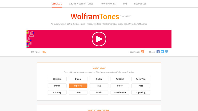 WolframTones Landing Page