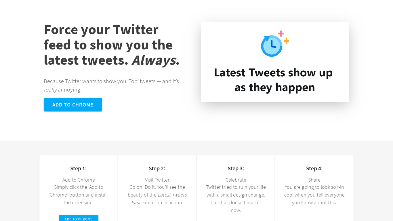 Latest Tweets First Landing page